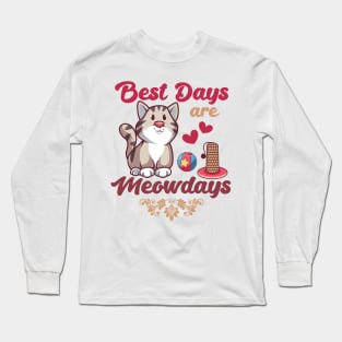 Best Days Are Meowdays kawaii look Cat Lover Design Long Sleeve T-Shirt